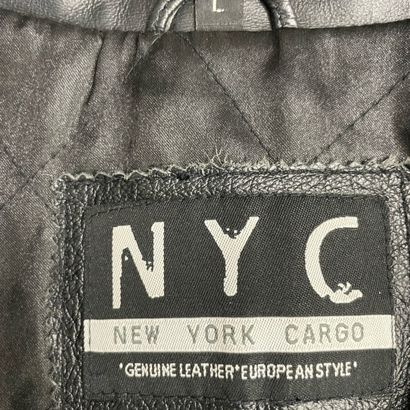 VTG NYC New York Cargo black leather jacket size Large. - Picture 7 of 12